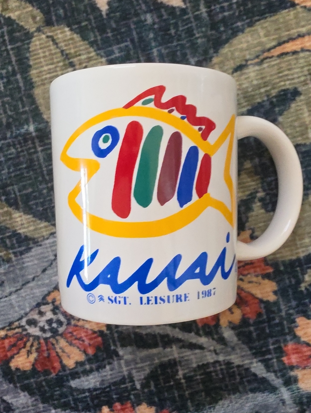 Vintage Kauai Colorful Fish Ceramic Mug